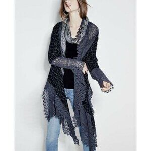 Johnny Was Draped Front Antoinette Crochet Jacket Wrap Cardigan S $448 Medium